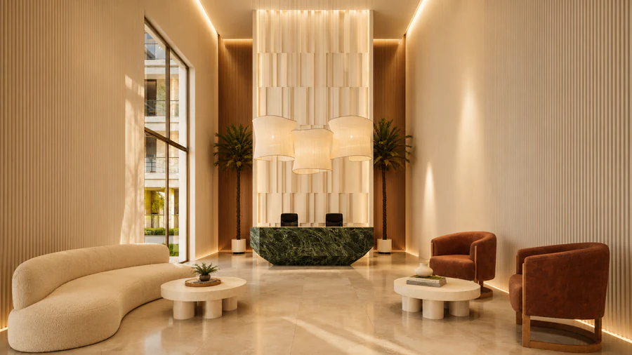 Vestíbulo estilo hotel Elite Cap Cana Residences